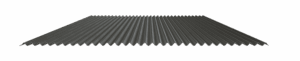 A profile view of a corrugated steel siding panel