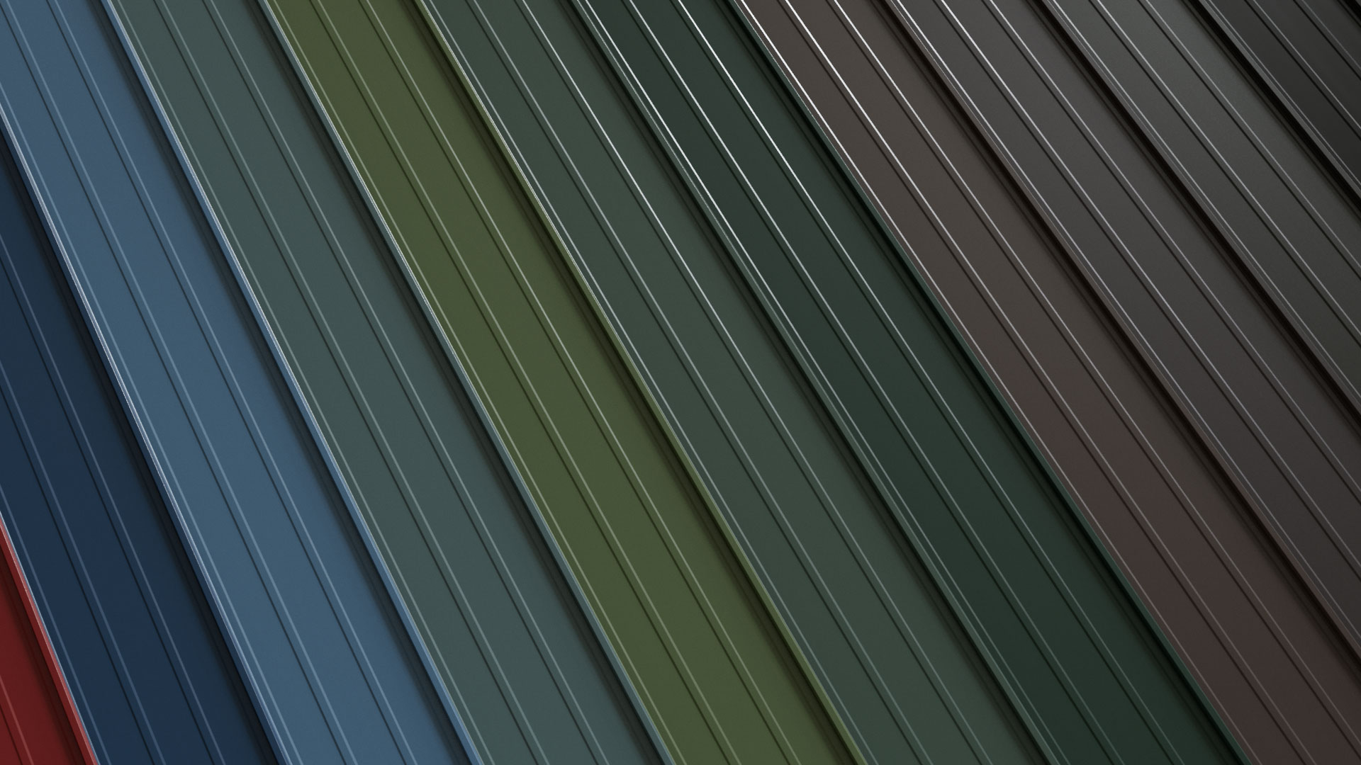 A display of Metal America's color options for steel roof panels
