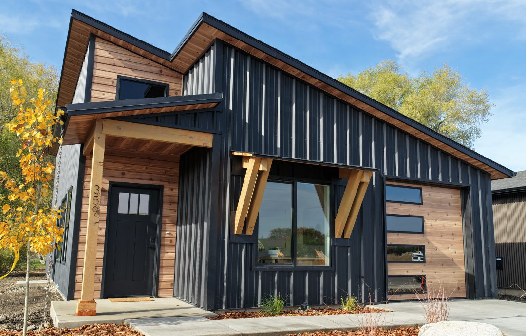 Smooth Cedar with Black Accents and Custom Overhead Door