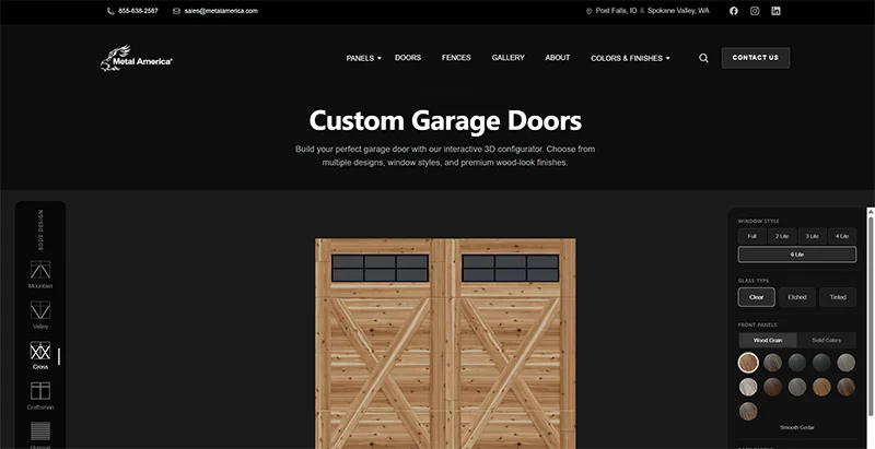 Metal America's custom garage door builder and online configurator