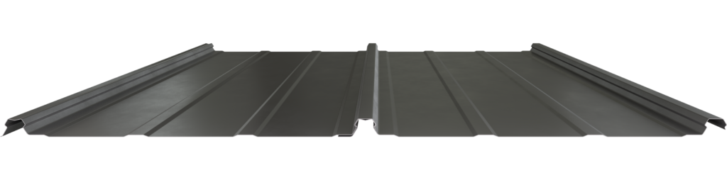 A side view of a Quickloc steel roofing panel from Metal America