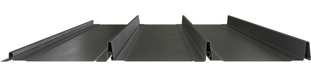 A side view of 1.5" standing seam  snap lock roofing