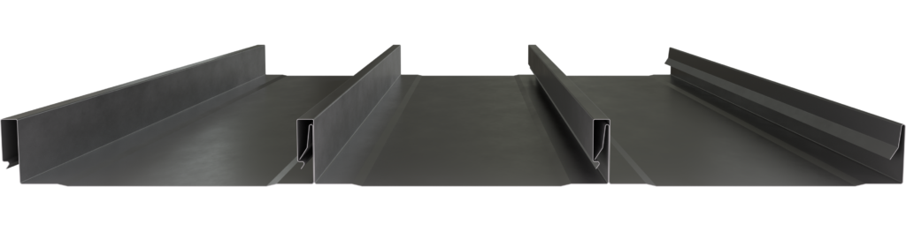 A side view of 1.75" standing seam  snap lock roofing