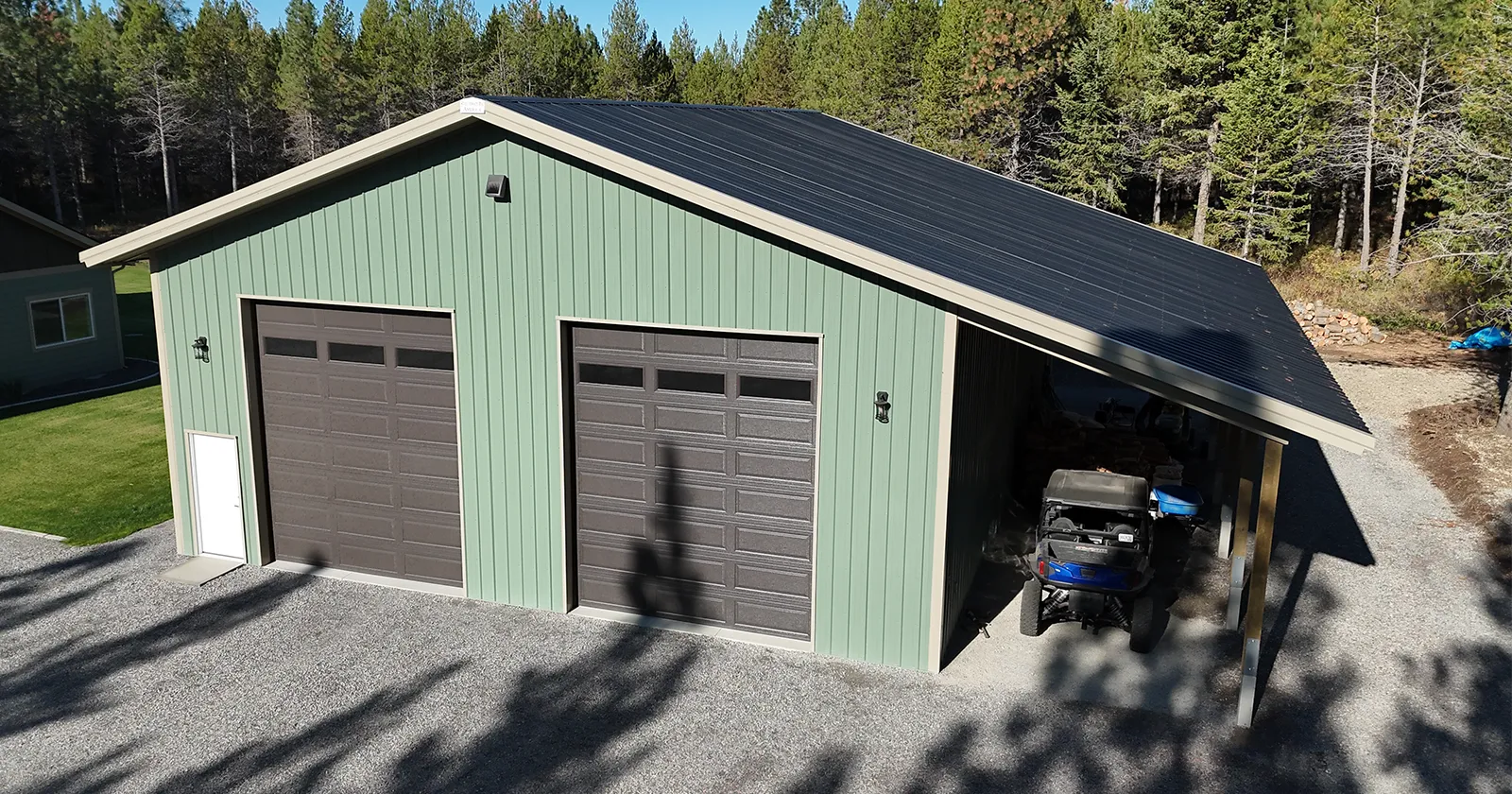 Choose this right metal roofing and siding colors to get a green and brown attractive building featured in this image