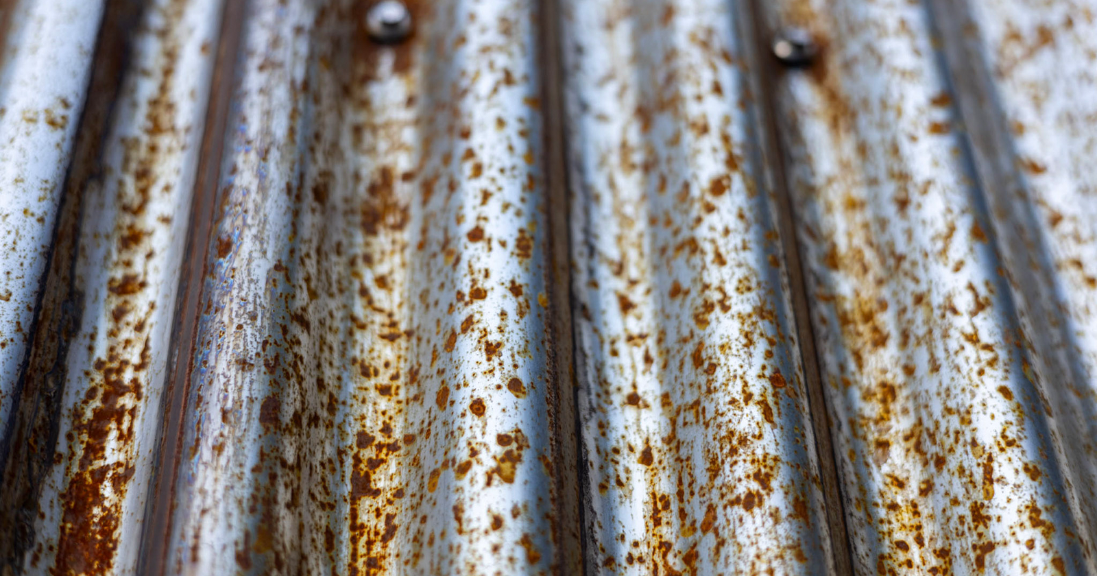 A closeup of metal roofing panel made of cor ten