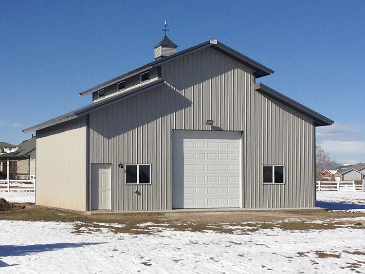 A farm building with ventilated metal roofing