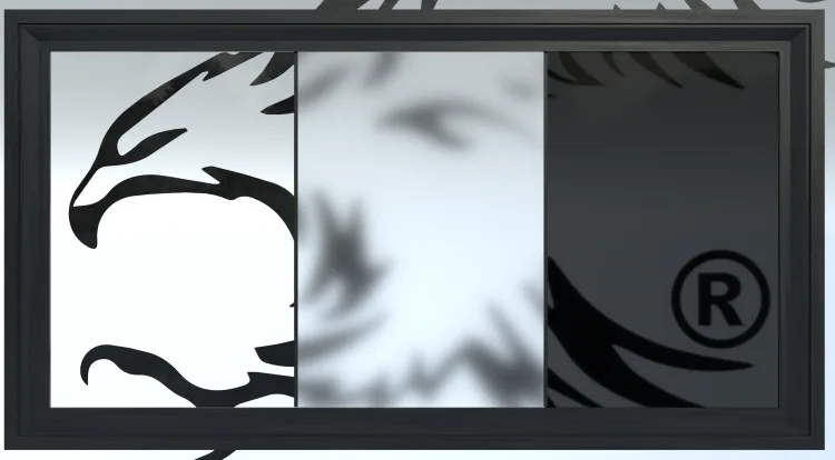 Close-up of a 1 inch insulated window with aluminum frame used in a steel garage door