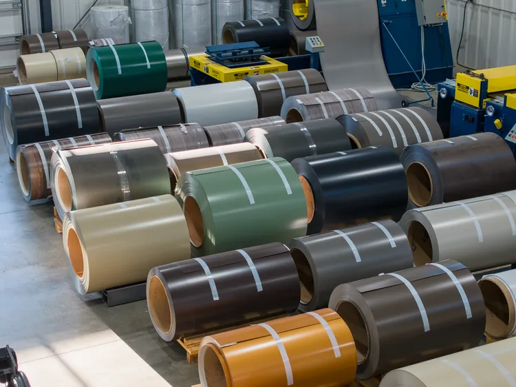 Painted steel coil stock at Metal America, the source for metal trim that matches the panel color