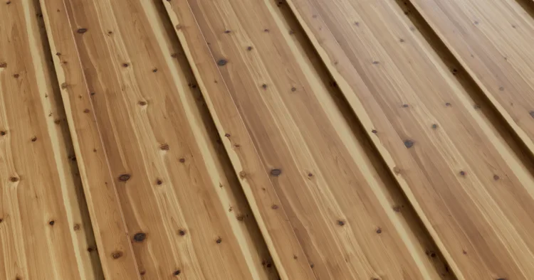 Closeup of wood printed board and batten panels, a common profile for steel siding for houses