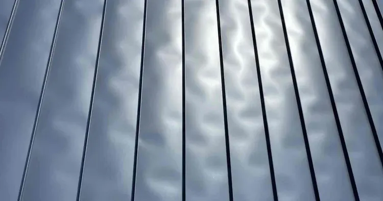 Close view of standing seam roof seams, the joint a standing seam metal roof installation is built around