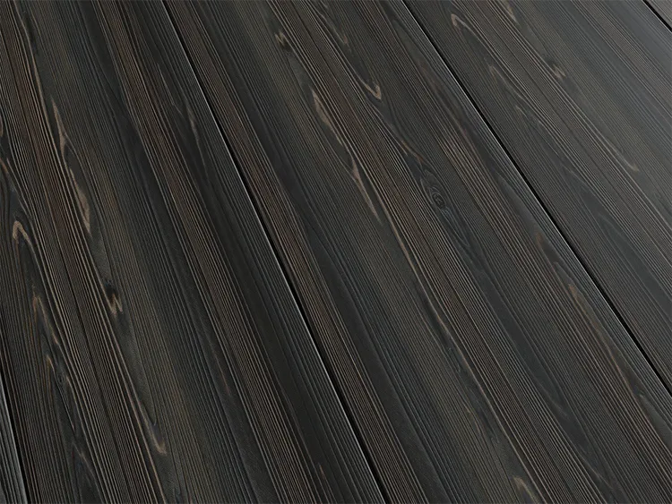 Burnt Wood Black wood-grain steel finish sample, a dark option for a black privacy fence 6ft tall