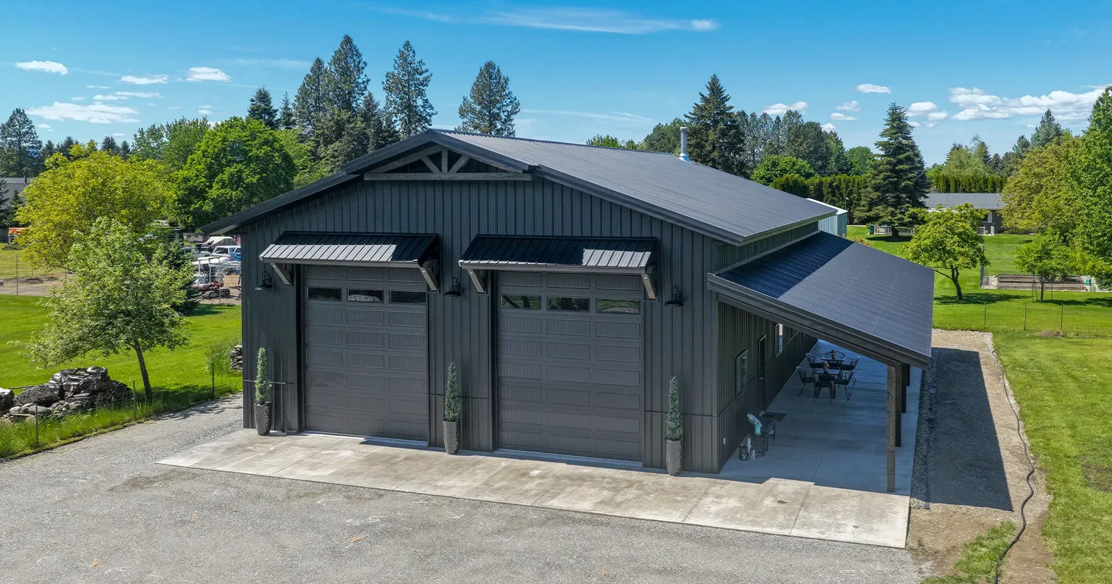 A pole barn workshop with a metal roof, a fit for metal roofing panels for pole barn workshop builds