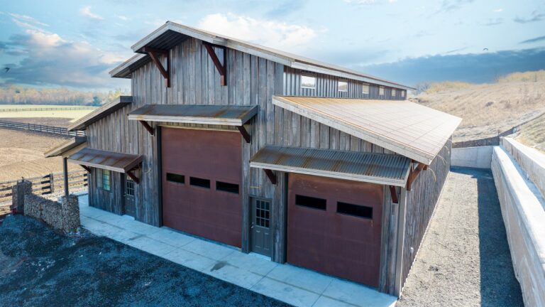 Board and Batten siding is used on this rustic looking metal building