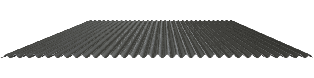 Corrugated black steel roofing panel