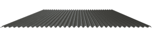 A profile view of a corrugated steel roofing panel